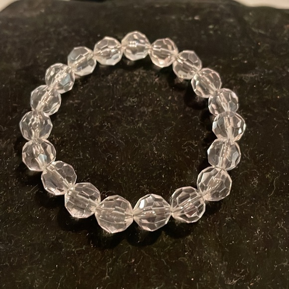 8” crystal clear beaded stackable stretch bangle bracelet - Picture 2 of 11